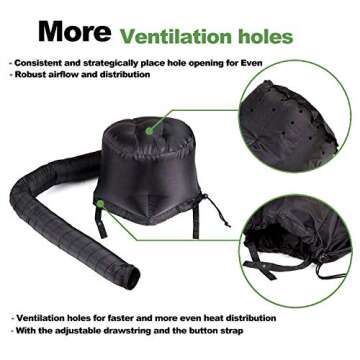 Bonnet Hood Hair Dryer Attachment Soft Adjustable Bonnet Hooded hair dryer Attachment for Natural Cu...