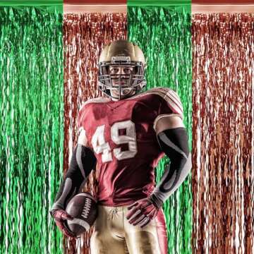 3Pack 3.3x6.6Ft Superbowl Football Wavy Foil Fringe Curtain Backdrop Decorations for Your Party