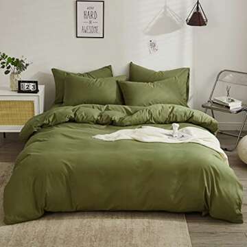 Nanko Cal King Comforter Set Dark Green, Olive Green Soft Reversible All Season Down Alternative Qui...