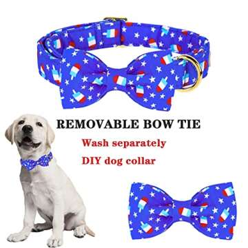 Babole 4th of July Bow Tie Collar for Medium Dogs