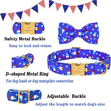 Babole 4th of July Bow Tie Collar for Medium Dogs