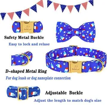 Babole 4th of July Bow Tie Collar for Medium Dogs