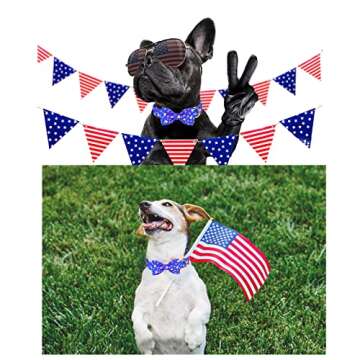 Babole 4th of July Bow Tie Collar for Medium Dogs