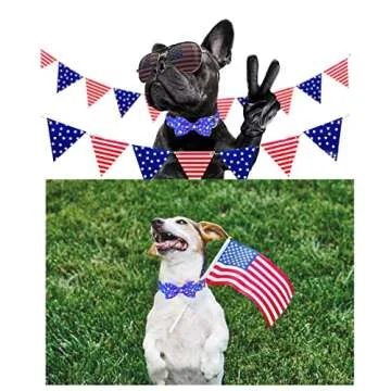 Babole 4th of July Bow Tie Collar for Medium Dogs