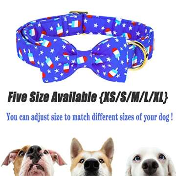 Babole 4th of July Bow Tie Collar for Medium Dogs
