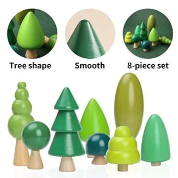 Wooden Tree Toy Pack of 8 Wood Miniature Tree Set Various Sizes Natural Wooden Trees Mini Trees for Home Decor and Crafts Garden Accessories Creative Gift for 36+ Months