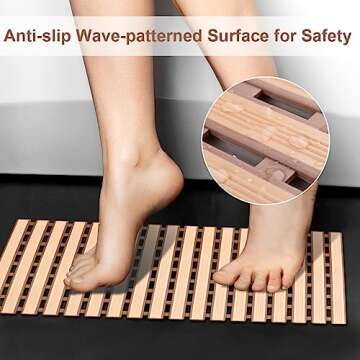 Shower Mat Non Slip with Drain Hole- Anti Slip Bathroom Stall Mat- Brown