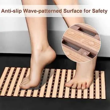 Shower Mat Non Slip with Drain Hole- Anti Slip Bathroom Stall Mat- Brown