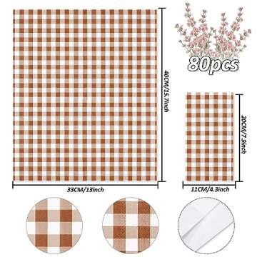Whaline Terracotta Guest Napkins Buffalo Plaid Disposable Paper Pack 3 Ply Wedding Dinner Hand Napki...