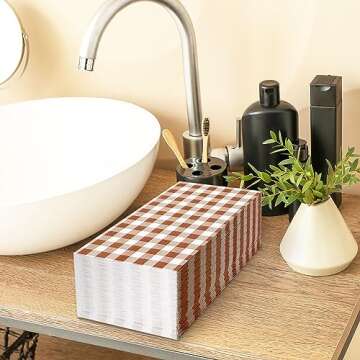 Whaline Terracotta Guest Napkins Buffalo Plaid Disposable Paper Pack 3 Ply Wedding Dinner Hand Napkin Towel for Wedding Birthday Bride Shower Party Supplies Table Decorations, 80Pcs