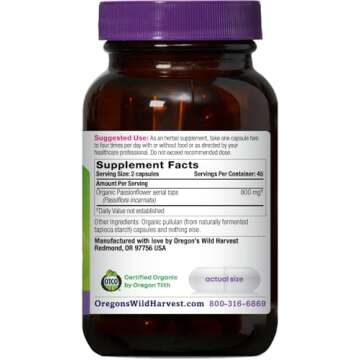 Oregon's Wild Harvest Passion Flower Organic Vegan Capsules, 90 Count