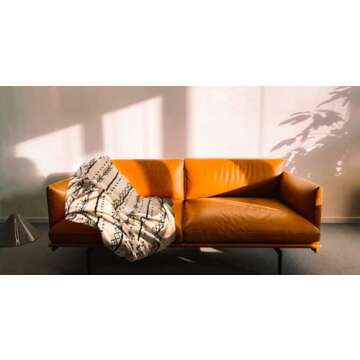 ANVI HOME Boho Throw Blanket Soft Warm Cozy Fuzzy Lightweight Plush Blanket with Tribal Aztec Trim for All Season for for Dorm Room, Bed, Sofa, Couch, Chair, Gift, 50X60 Inch, Black White