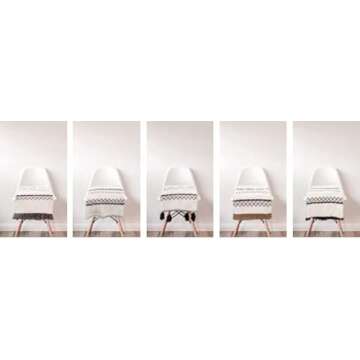 ANVI HOME Boho Throw Blanket Soft Warm Cozy Fuzzy Lightweight Plush Blanket with Tribal Aztec Trim for All Season for for Dorm Room, Bed, Sofa, Couch, Chair, Gift, 50X60 Inch, Black White