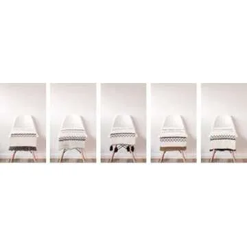 ANVI HOME Boho Throw Blanket Soft Warm Cozy Fuzzy Lightweight Plush Blanket with Tribal Aztec Trim for All Season for for Dorm Room, Bed, Sofa, Couch, Chair, Gift, 50X60 Inch, Black White