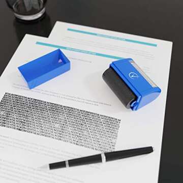 Identity Theft Protection Roller Stamp & Refills - Blue Kit