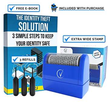 Identity Theft Protection Roller Stamp & Refills - Blue Kit