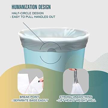 FORID Small Drawstring Trash Bags - 4 Gallon Plastic Garbage Bags 240 Counts White Trash Can Liners 15 Liter for Bathroom Restroom Bedroom Office Toilet - Durable & Thick Trash Bag