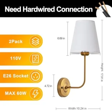 Elegant Antique Brass Wall Sconces Set for Home Decor