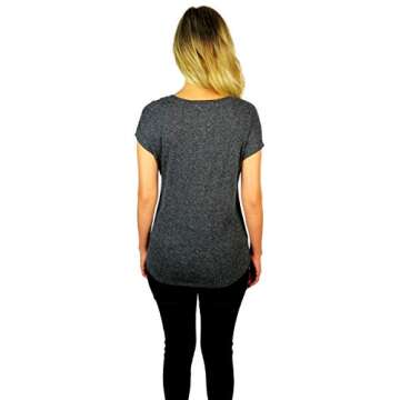 Disney Womens Minnie Mouse Scoop Neck Doleman Tee (Charcoal Heather, Large)
