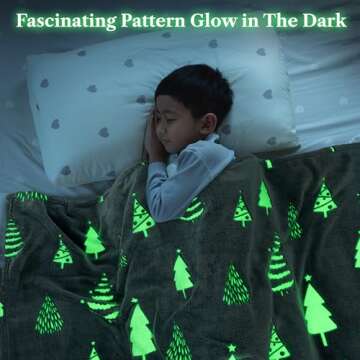 PAVILIA Glow in The Dark Blanket, Christmas Tree Gift for Girls Boys, Toy Blanket for 1 2 3 4 5 6 7 ...
