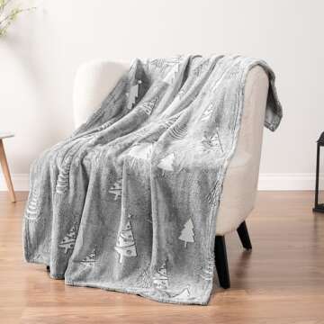 PAVILIA Glow in The Dark Blanket, Christmas Tree Gift for Girls Boys, Toy Blanket for 1 2 3 4 5 6 7 8 9 10 Year Old, Soft Plush Fleece Kids Gift Blanket for Birthday, Christmas, Room Decor, 60x80