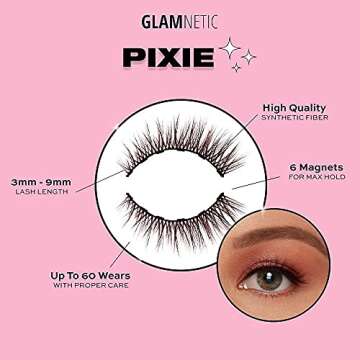 Glamnetic Magnetic Eyelashes - Pixie | Brown Lashes Short Magnetic Lashes, 60 Wears Reusable Natural Eyelashes Cat Eye flared Natural Look, Brown Eyelash - 1 Pair