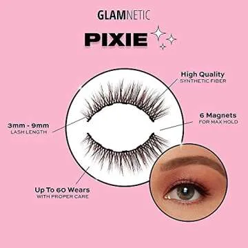 Glamnetic Magnetic Eyelashes - Pixie | Brown Lashes Short Magnetic Lashes, 60 Wears Reusable Natural Eyelashes Cat Eye flared Natural Look, Brown Eyelash - 1 Pair