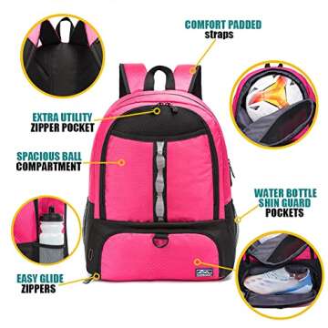 Boys Girls Soccer Bags Soccer Backpack Basketball vollyball Football Bag Backpack Kids Ages 6 Up wit...