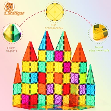 CuteTiger Magnetic Tiles Set - 100PCS STEM Building Toys
