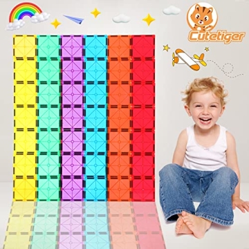 CuteTiger Magnetic Tiles Set - 100PCS STEM Building Toys
