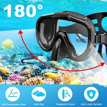 Snorkel Set, Zipoute Snorkel Dry Top Snorkeling Gear for Adults, Panoramic Anti-Leak and Anti-Fog Te...