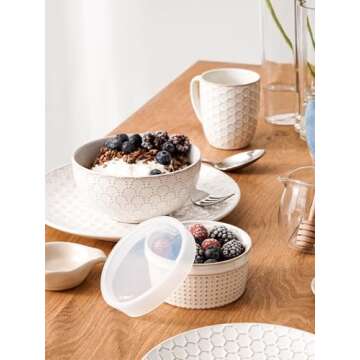 LE TAUCI Ramekins with Lids, 8 oz Ramikin Set for Creme brulee, Souffle, Dipping Sauces, Ceramic Foo...