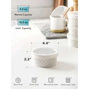 LE TAUCI Ramekins Set with Lids for Baking Desserts