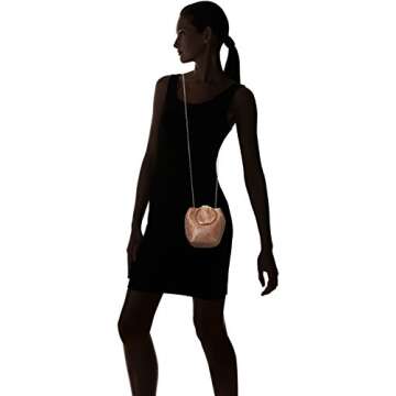 Jessica McClintock Womens Gwen Ball Mesh Ring Wristlet Pouch Clutch, Rose Gold