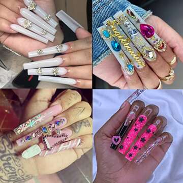 INENK 3XL Tapered Square Full Cover Nail Tips,360Pcs Clear XXXL Extra Long Straight Nail Tips for Ac...