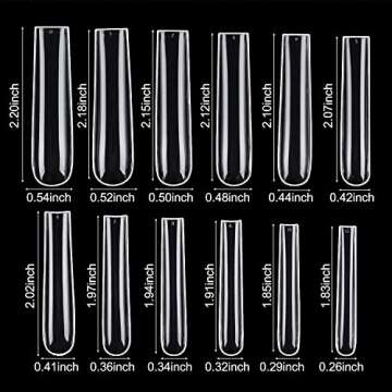 INENK 3XL Tapered Square Full Cover Nail Tips,360Pcs Clear XXXL Extra Long Straight Nail Tips for Acrylic & Press On nails, Manicure Tools Salon Home DIY (12 Sizes)