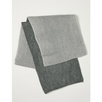 Soft Two-Tone Ribbed Scarf by The Drop - Grey & Stylish
