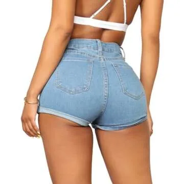 Yyibsones High Waisted Stretchy Denim Shorts for Women