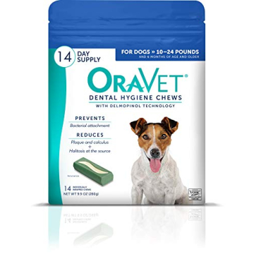 OraVet Dental Hygiene Chews for Small Dogs, Oral Care with Delmopinol, Vanilla Flavor, 14 Count