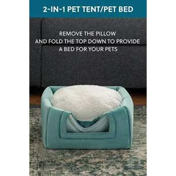 Bedsure Cat Beds for Indoor Cats - Cat House Cat Tent Cat Cave with Removable Washable Cushioned Pillow, Kitten Beds Cat Hut, Washed Blue, 15 inches