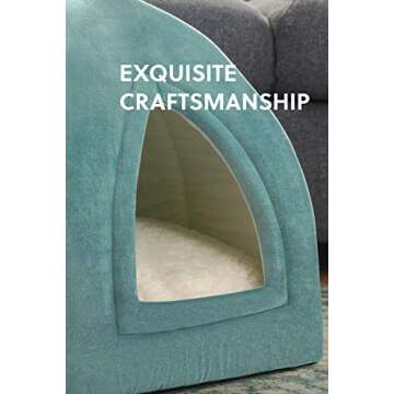 Bedsure Cat Beds for Indoor Cats - Cat House Cat Tent Cat Cave with Removable Washable Cushioned Pillow, Kitten Beds Cat Hut, Washed Blue, 15 inches