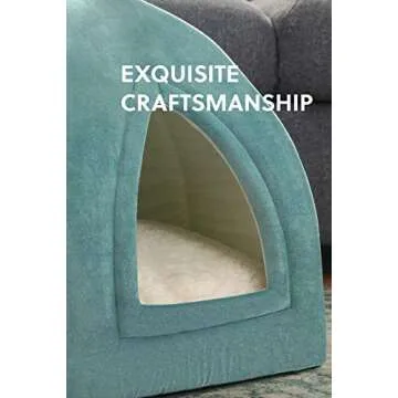 Bedsure Cat Beds for Indoor Cats - Cat House Cat Tent Cat Cave with Removable Washable Cushioned Pillow, Kitten Beds Cat Hut, Washed Blue, 15 inches