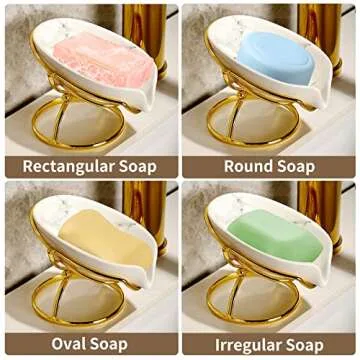 Dobbyby Leaf-Shaped Ceramic Soap Dish for Shower & Kitchen