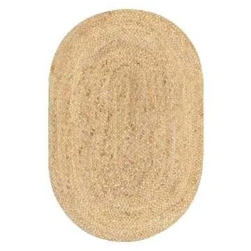 Sustainable LR Home Natural Jute Oval Area Rug for Decor