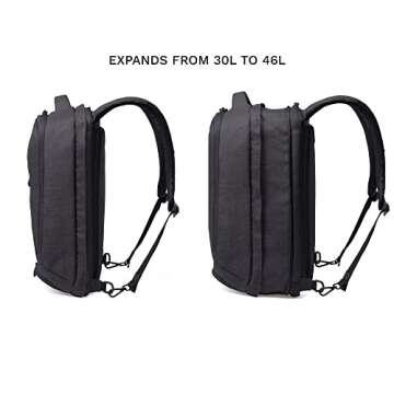 Knack Series 1 Laptop Backpack Fits up to 17 Inch - Knack Bags Carry-On Backpack, TSA Approved, Expandable Travel Backpacks With 4 Day Outfit Capacity (Stealth Black, Large)