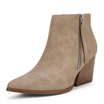 Liyuandian Womens Ankle Boots Chunky Mid Heel Pointed Toe Side Zipper Chelsea Booties