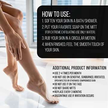 Clarial Exfoliating Body Scrub for Bath and Shower Use - Face Scrubber and Body Exfoliator Mitt, Dead Skin Remover - Exfoliating Glove Shower Scrub for Men and Women - Pair All Black