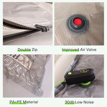 Vacbird Vacuum Bags for Travel with USB Pump, 12 Pack Carry-on Size Compression Packing for Luggage and Suitcase, Space Saver Bags for Clothes and Clothing Travel