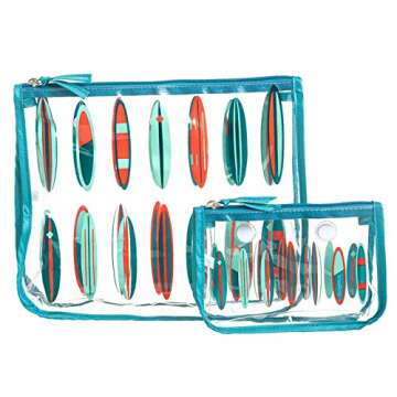 Bogg Bag Clear Designer Zipper Insert (Set of 2) Travel Organizer Storage Pop In (Surf Boards)