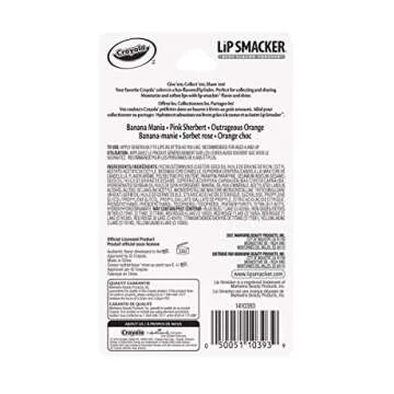 Lip Smacker Crayola Crayon Flavored Lip Balm - Moisturizing, Soothing Trio Banana Mania, Pink Sherbert, & Outrageous Orange